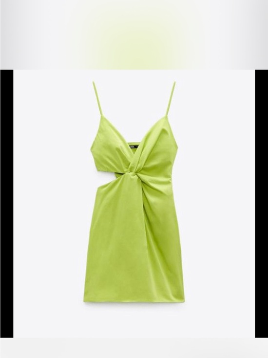 Zara Dresses & Skirts - Zara Lime Green Twist-Front Mini Dress